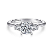 Gabriel & Co. ER14745R4W44JJ 14K White Gold Round 3 Stone Diamond Engagement Ring