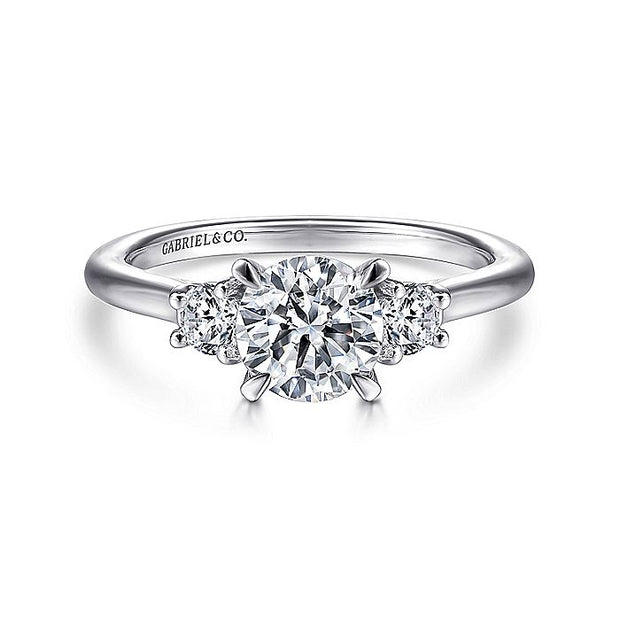 Gabriel & Co. ER14745R4W44JJ 14K White Gold Round 3 Stone Diamond Engagement Ring