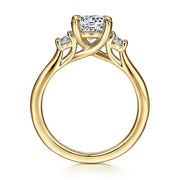 Gabriel & Co. ER14745R4Y44JJ 14K Yellow Gold Round Three Stone Diamond Engagement Ring