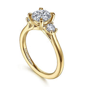 Gabriel & Co. ER14745R4Y44JJ 14K Yellow Gold Round Three Stone Diamond Engagement Ring