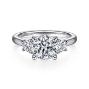 Gabriel & Co. ER14745R6W44JJ 14K White Gold Round 3 Stone Diamond Engagement Ring