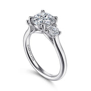 Gabriel & Co. ER14745R6W44JJ 14K White Gold Round 3 Stone Diamond Engagement Ring