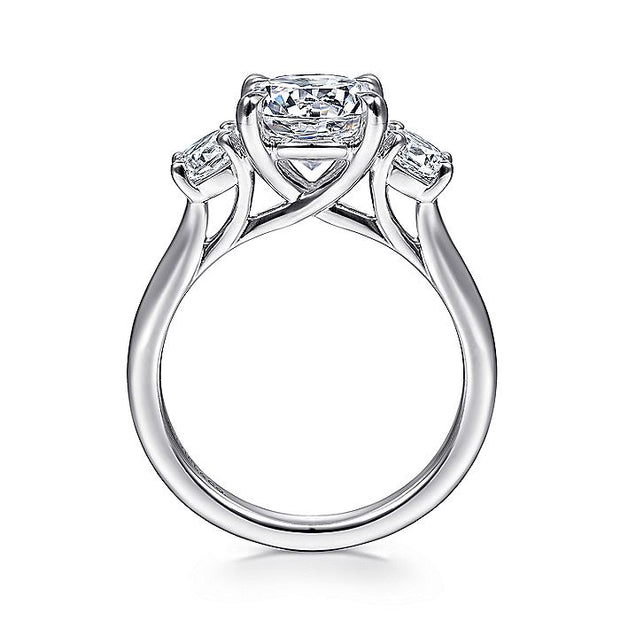 Gabriel & Co. ER14745R8W44JJ 14K White Gold Round Three Stone Diamond Engagement Ring