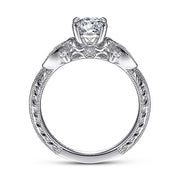 Gabriel & Co. ER14768R3W44JJ Vintage Inspired 14K White Gold Round Diamond Engagement Ring