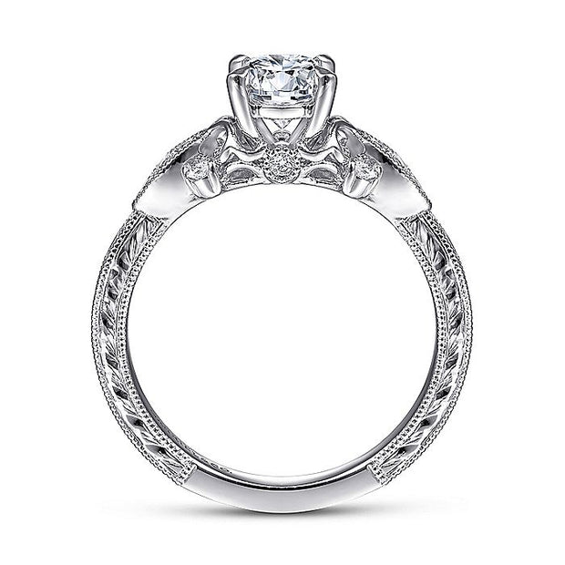 Gabriel & Co. ER14768R3W44JJ Vintage Inspired 14K White Gold Round Diamond Engagement Ring