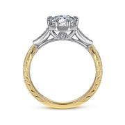 Gabriel & Co. ER14770R4M44JJ Vintage Inspired 14K White-Yellow Gold Round Diamond Engagement Ring
