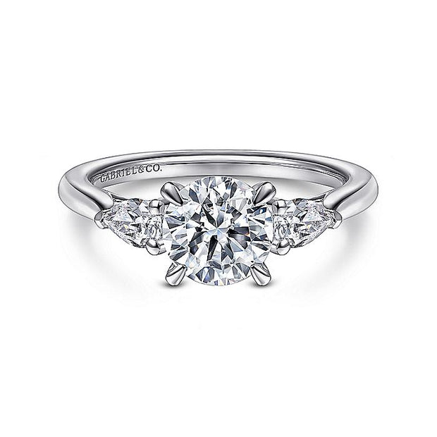 Gabriel & Co. ER14794R4W44JJ 14K White Gold Round 3 Stone Diamond Engagement Ring