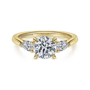 Gabriel & Co. ER14794R4Y44JJ 14K Yellow Gold Round Three Stone Diamond Engagement Ring