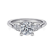 Gabriel & Co. ER14794R6W44JJ 14K White Gold Round 3 Stone Diamond Engagement Ring