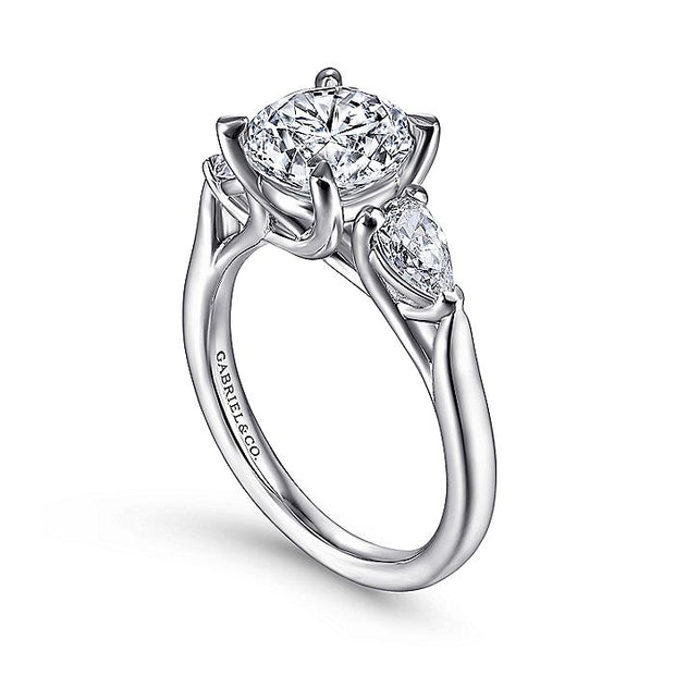 Gabriel & Co. ER14794R8W44JJ 14K White Gold Round 3 Stone Diamond Engagement Ring
