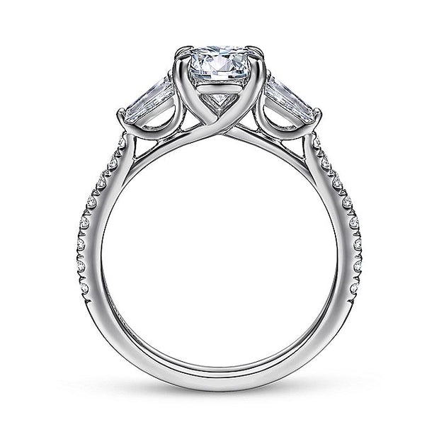 Gabriel & Co. ER14796R4W44JJ 14K White Gold Round 3 Stone Diamond Engagement Ring
