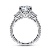 Gabriel & Co. ER14796R8W44JJ 14K White Gold Round 3 Stone Diamond Engagement Ring