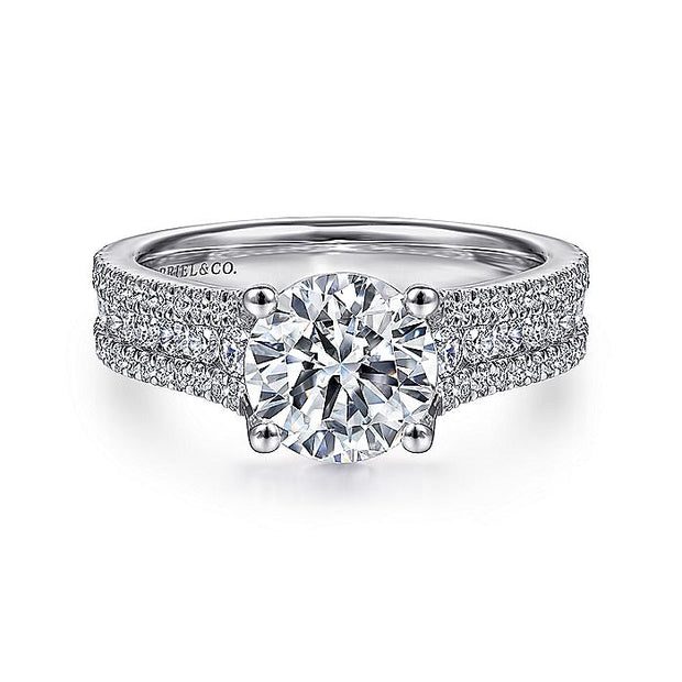 Gabriel & Co. ER14890R6W44JJ 14K White Gold Round Diamond Engagement Ring