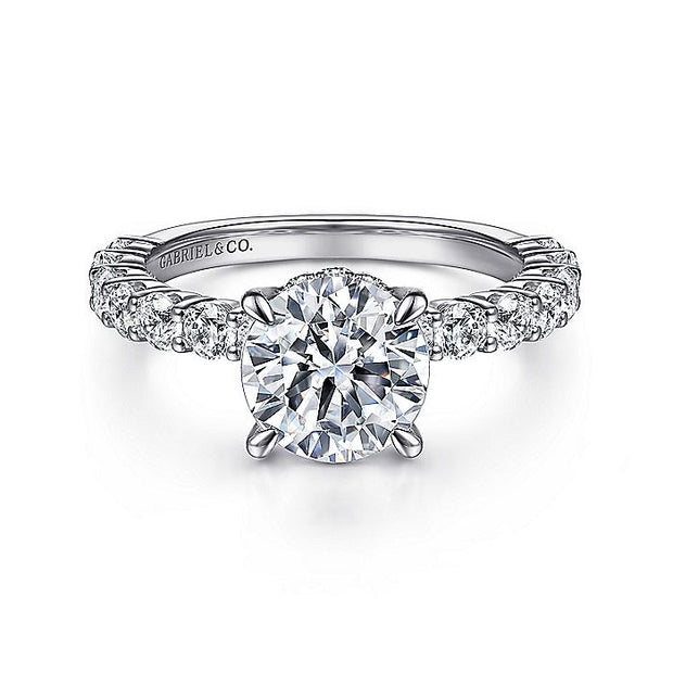 Gabriel & Co. ER14893R8W44JJ 14K White Gold Round Diamond Engagement Ring