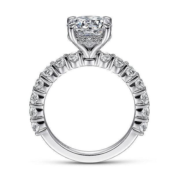 Gabriel & Co. ER14893R8W44JJ 14K White Gold Round Diamond Engagement Ring