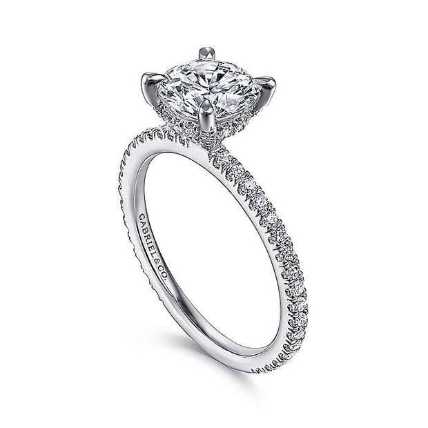 Gabriel & Co. ER14914R6W44JJ 14K White Gold Round Diamond Engagement Ring