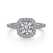 Gabriel & Co. ER14916R4W44JJ 14K White Gold Round Halo Diamond Engagement Ring