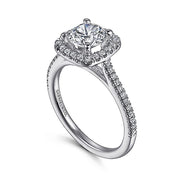 Gabriel & Co. ER14916R4W44JJ 14K White Gold Round Halo Diamond Engagement Ring