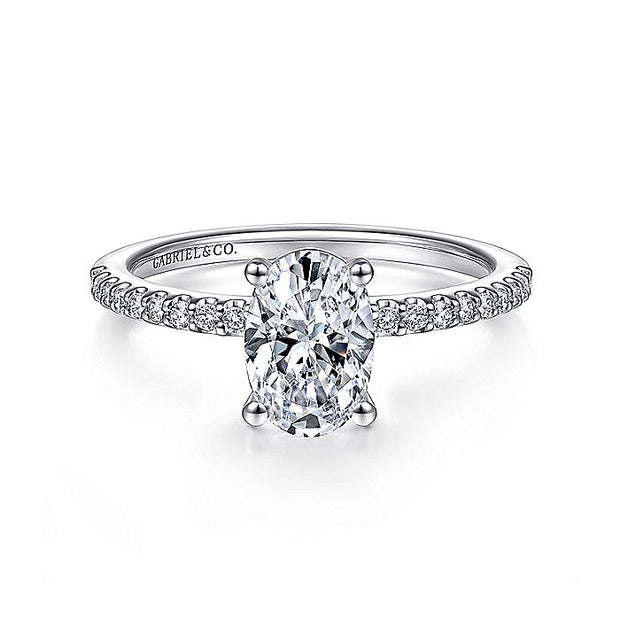 Gabriel & Co. ER14918O4W44JJ 14K White Gold Oval Diamond Engagement Ring