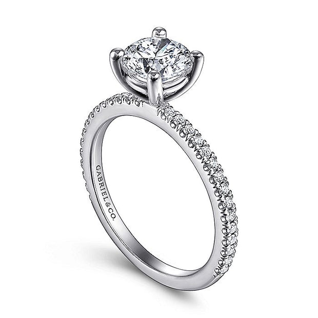Gabriel & Co. ER14919R4W44JJ 14K White Gold Round Diamond Engagement Ring