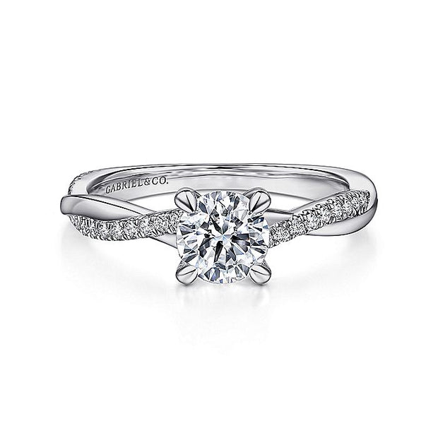 Gabriel & Co. ER14922R3W44JJ 14K White Gold Round Twisted Diamond Engagement Ring