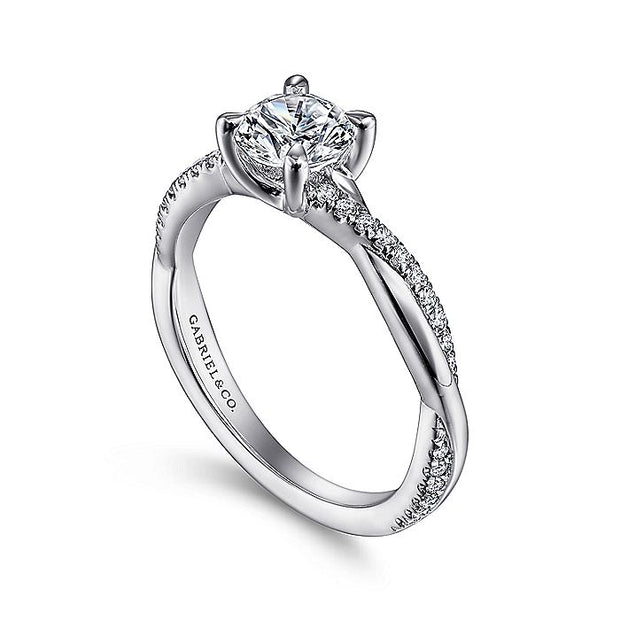 Gabriel & Co. ER14922R3W44JJ 14K White Gold Round Twisted Diamond Engagement Ring