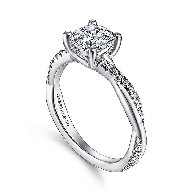 Gabriel & Co. ER14922R4W44JJ 14K White Gold Round Diamond Engagement Ring
