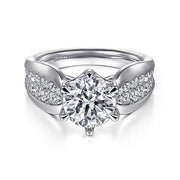 Gabriel & Co. ER14966R8W44JJ 14K White Gold Wide Band Round Diamond Engagement Ring