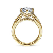 Gabriel & Co. ER14966R8Y44JJ 14K Yellow Gold Wide Band Round Diamond Engagement Ring