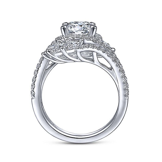 Gabriel & Co. ER14967R6W44JJ 14K White Gold Round Halo Diamond Bypass Engagement Ring