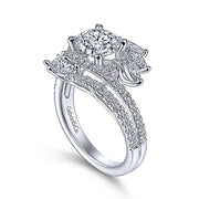 Gabriel & Co. ER14967R6W44JJ 14K White Gold Round Halo Diamond Bypass Engagement Ring