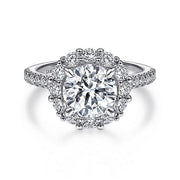 Gabriel & Co. ER14968R8W44JJ 14K White Gold Round Halo Diamond Engagement Ring