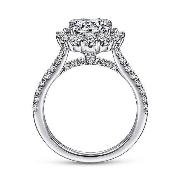 Gabriel & Co. ER14968R8W44JJ 14K White Gold Round Halo Diamond Engagement Ring