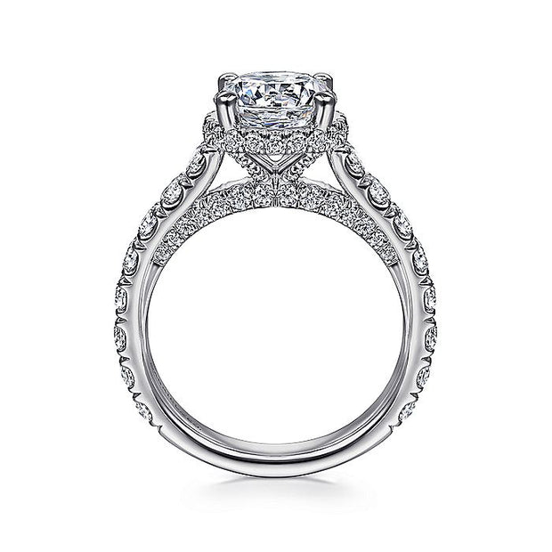 Gabriel & Co. ER14977R8W83JJ 18K White Gold Hidden Halo Round Diamond Engagement Ring