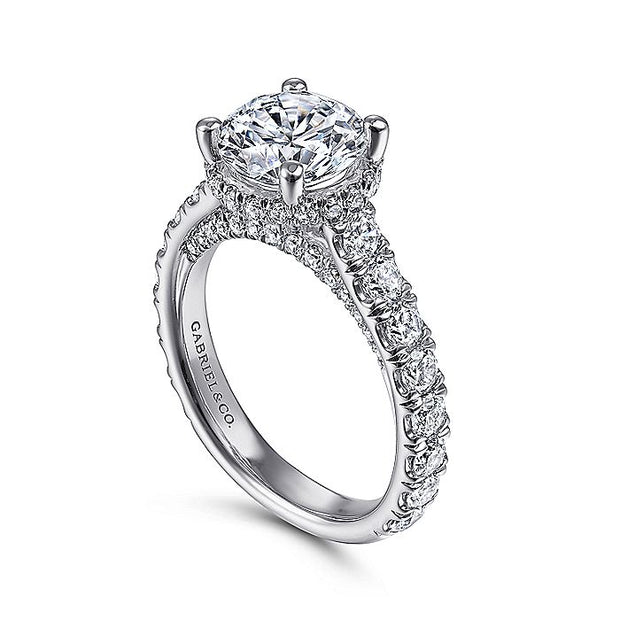Gabriel & Co. ER14977R8W83JJ 18K White Gold Hidden Halo Round Diamond Engagement Ring