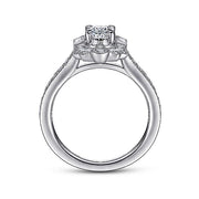 Gabriel & Co. ER14979O2W44JJ Art Deco 14K White Gold Oval Halo Diamond Engagement Ring