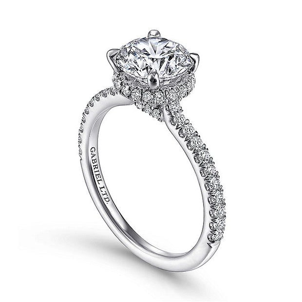 Gabriel & Co. ER14992R6W83JJ 18K White Gold Hidden Halo Round Diamond Engagement Ring