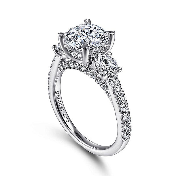 Gabriel & Co. ER15002R8W83JJ 18K White Gold Round 3 Stone Diamond Engagement Ring