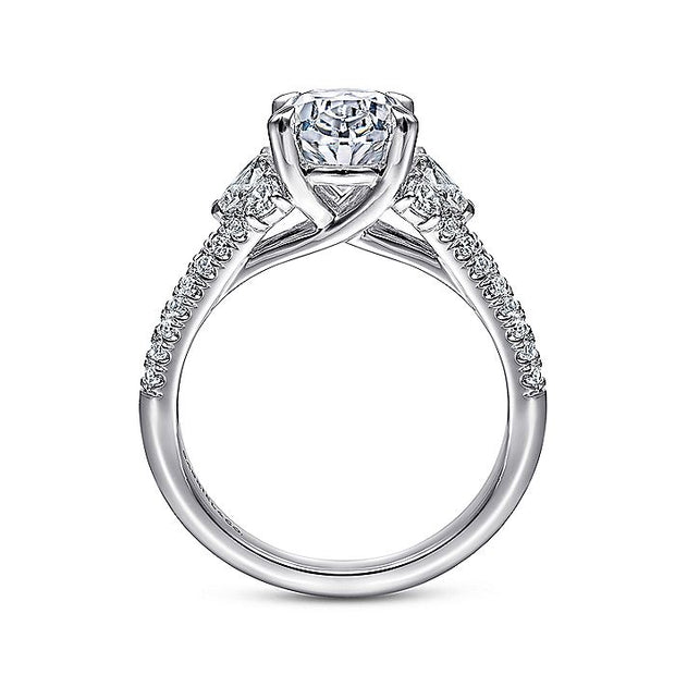 Gabriel & Co. ER15008O8W44JJ 14K White Gold Oval Three Stone Diamond Engagement Ring