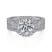 Gabriel & Co. ER15040R8W44JJ 14K White Gold Cushion Halo Round Diamond Engagement Ring