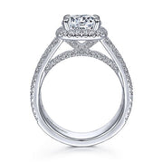 Gabriel & Co. ER15040R8W44JJ 14K White Gold Cushion Halo Round Diamond Engagement Ring