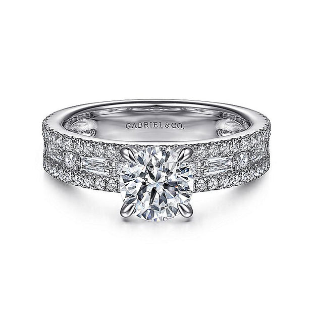 Gabriel & Co. ER15175R4W44JJ 14K White Gold Wide Band Round Diamond Engagement Ring