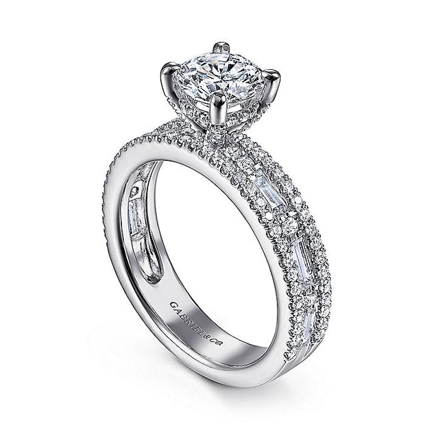 Gabriel & Co. ER15175R4W44JJ 14K White Gold Wide Band Round Diamond Engagement Ring