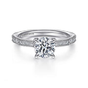 Gabriel & Co. ER15204R4W44JJ Art Deco 14K White Gold Round Diamond Engagement Ring