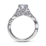 Gabriel & Co. ER15207R4W44JJ 14K White Gold Floral Round Diamond Engagement Ring
