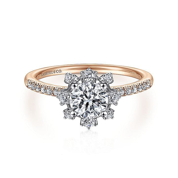 Gabriel & Co. ER15226R3T44JJ 14K White-Rose Gold Round Halo Diamond Engagement Ring