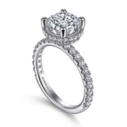 Gabriel & Co. ER15228R8W44JJ 14K White Gold Hidden Halo Round Diamond Engagement Ring
