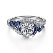 Gabriel & Co. ER15328R4W44SA 14K White Gold Bypass Round Sapphire and Diamond Engagement Ring