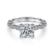 Gabriel & Co. ER15356R6W83JJ Vintage Inspired 18K White Gold Round Diamond Engagement Ring