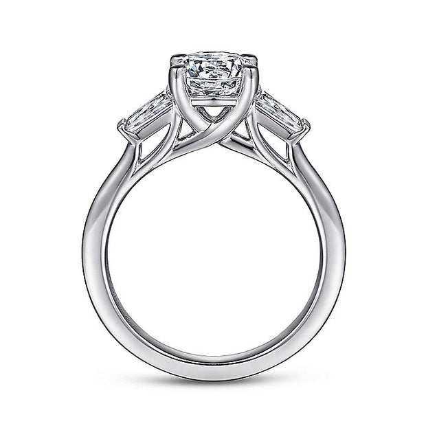Gabriel & Co. ER15591R4W43JJ 14K White Gold Round Three Stone Diamond Engagement Ring